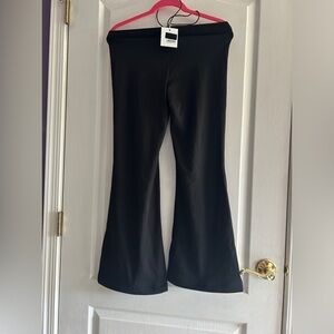 Adika Black Flare Pants with Criss Cross Waistband